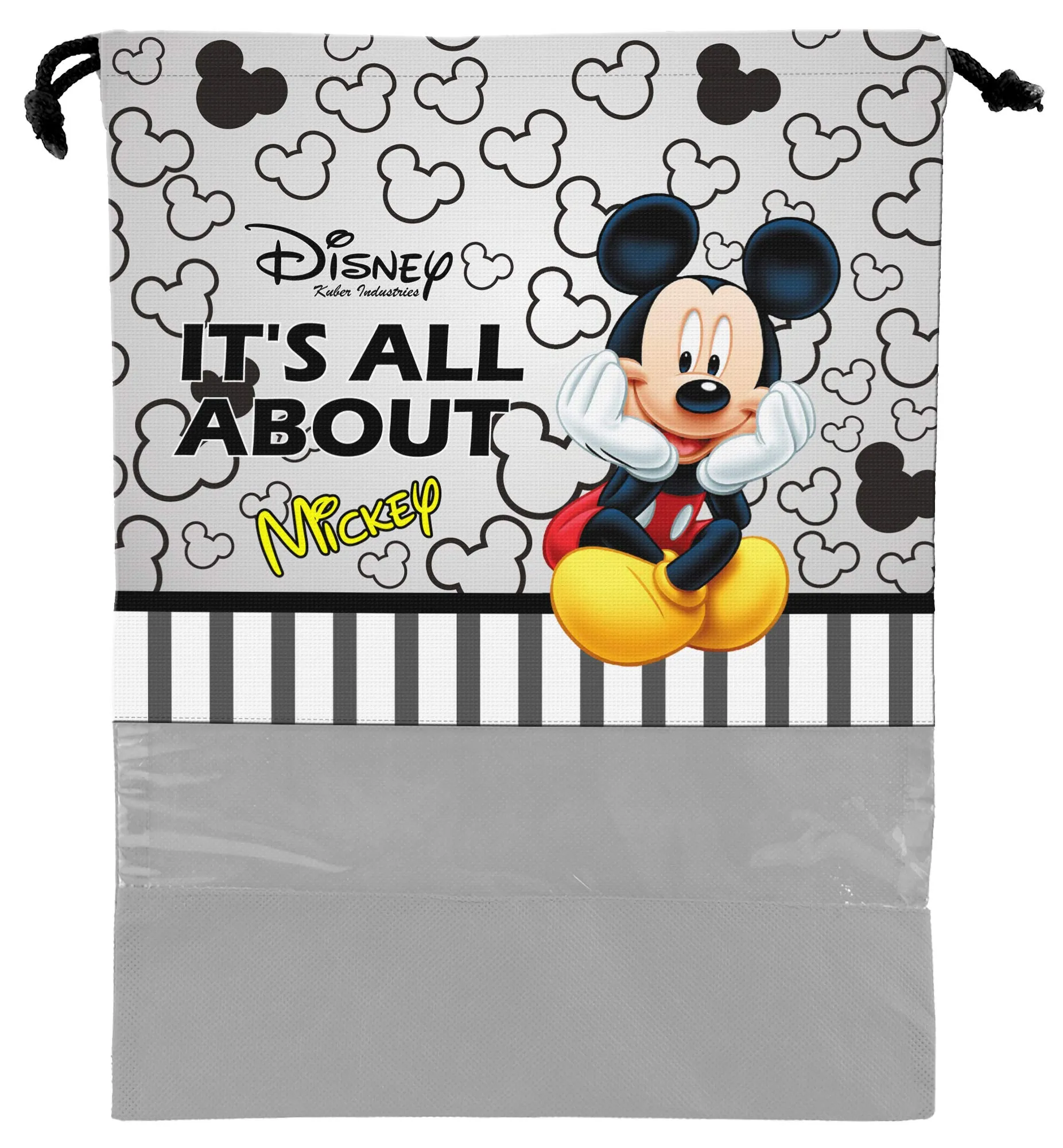 Kuber Industries Disney Mickey Print 6 Piece Non Woven Travel Shoe Cover, String Bag Organizer (Grey) -HS_35_LUGGAGE17987