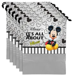 Kuber Industries Disney Mickey Print 6 Piece Non Woven Travel Shoe Cover, String Bag Organizer (Grey) -HS_35_LUGGAGE17987