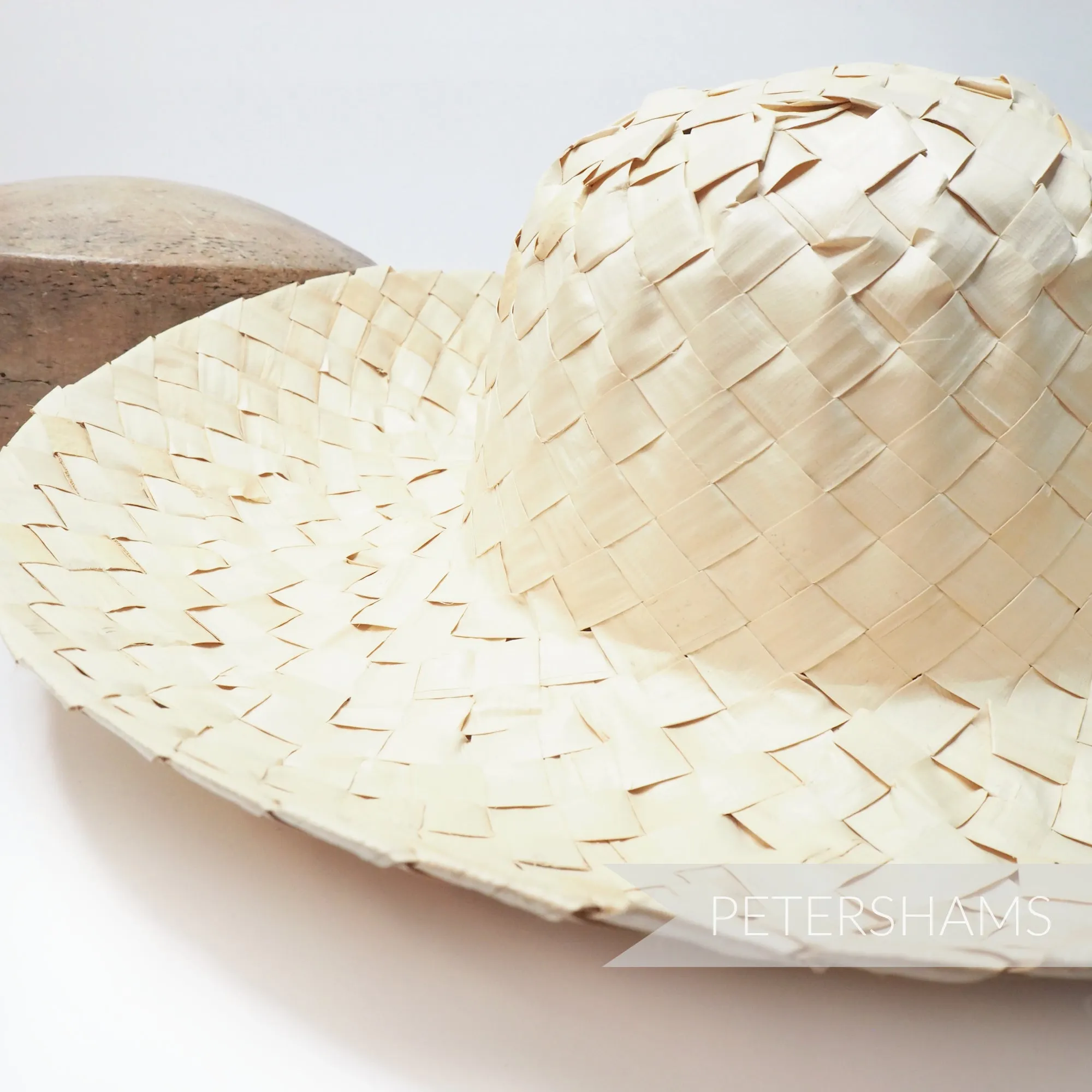 Large Check 1x1 Strip Straw Capeline Hat Body - 12"