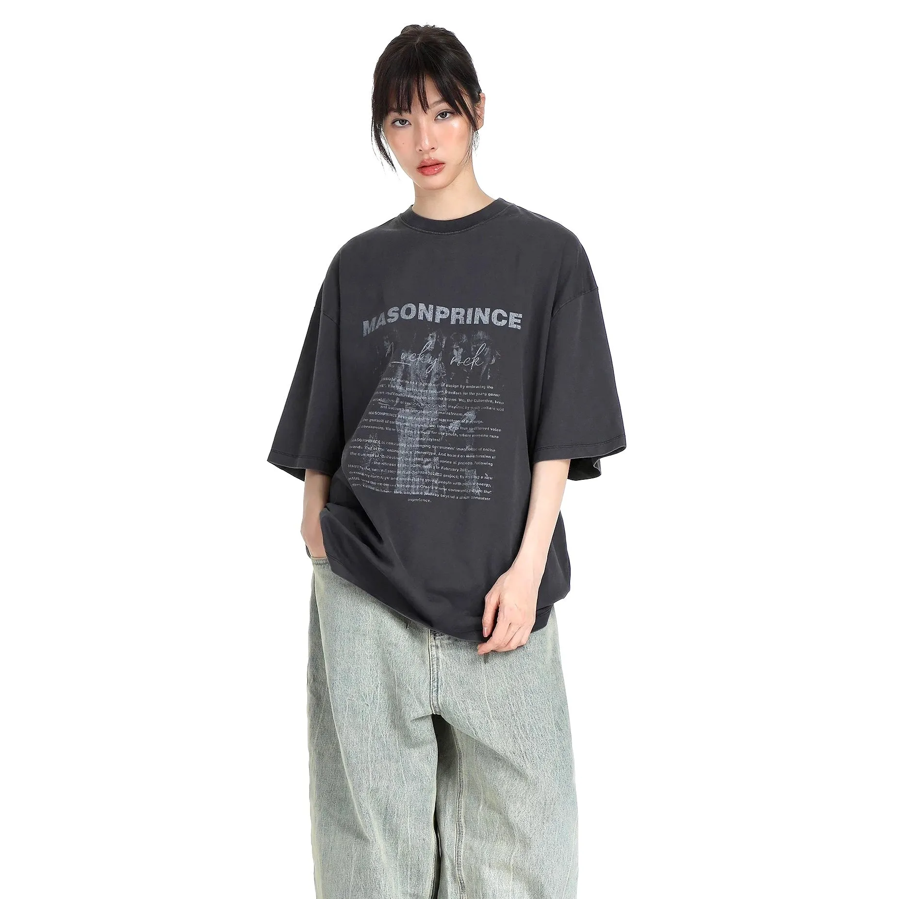 MASONPRINCE Retro Band Tee Charcoal Grey