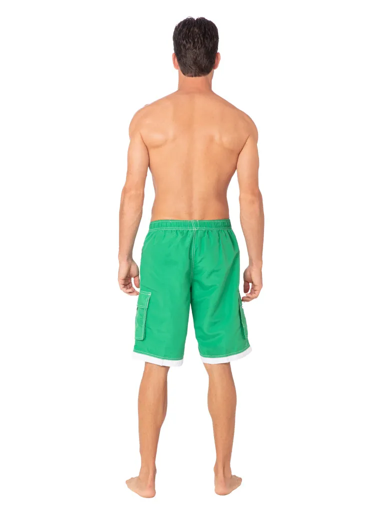 Men's Elasticized Board Shorts in bright solid colors