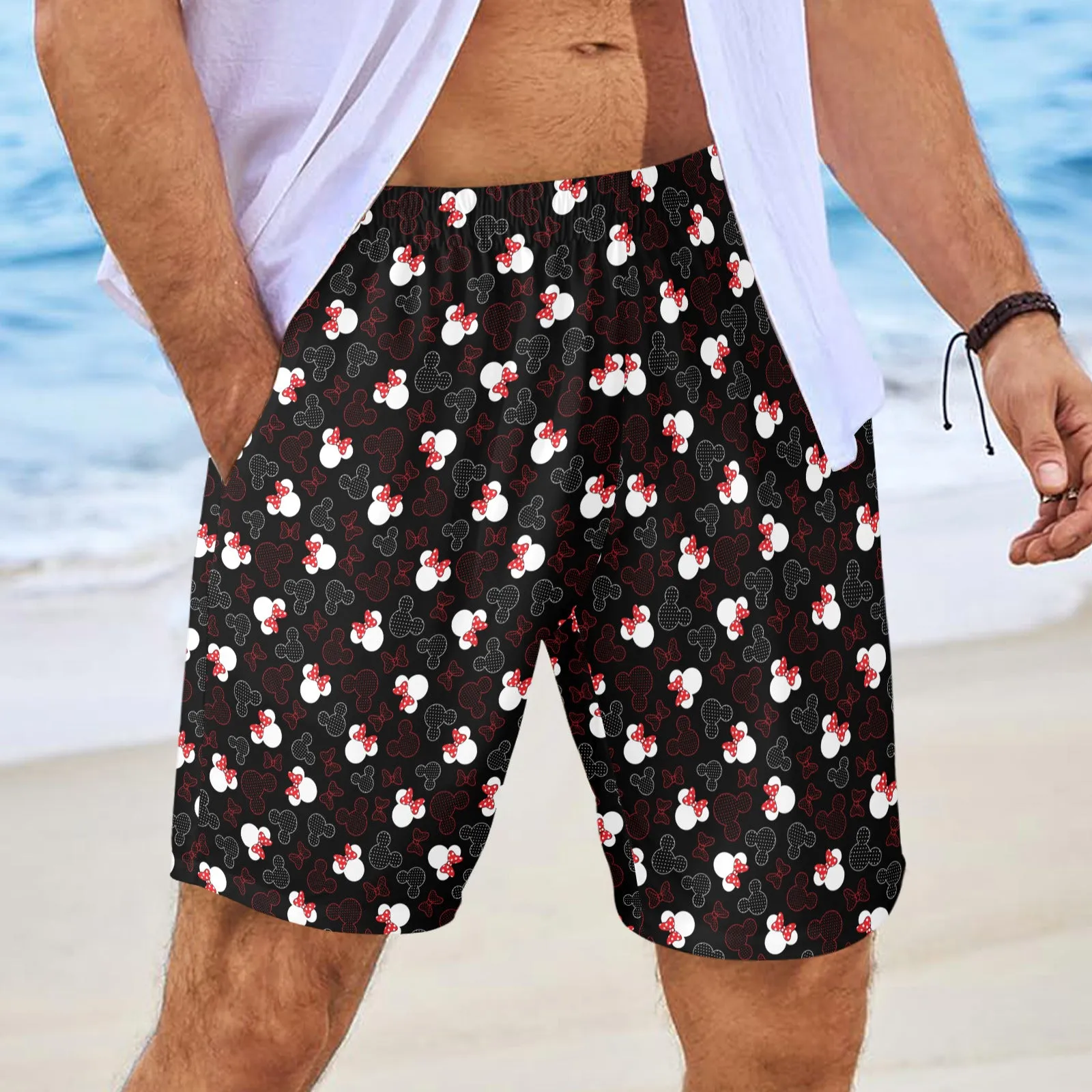 Mickey And Minnie Dots Men's Swim Trunks Swimsuit