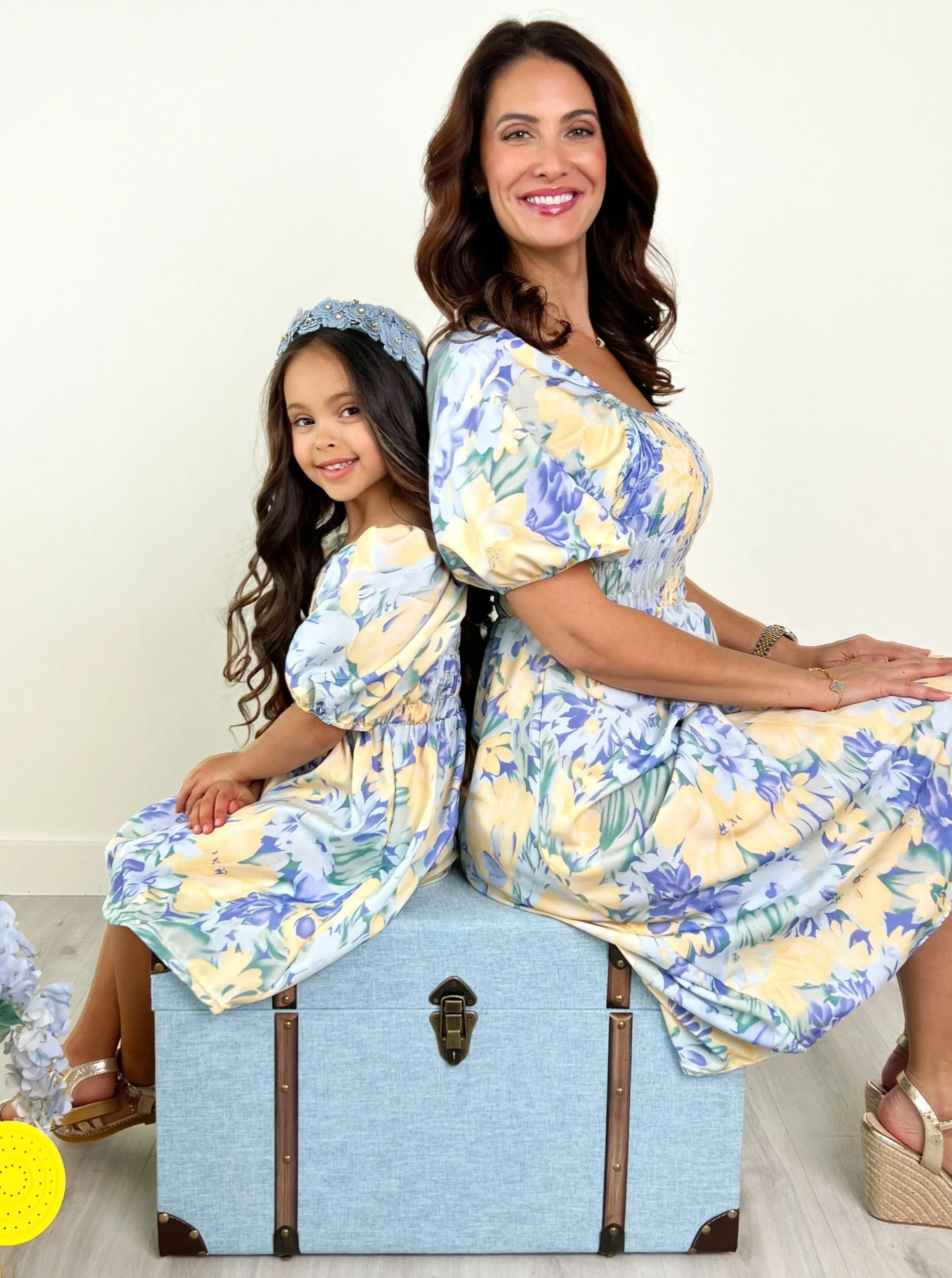 Mommy and Me Puff Sleeve Floral Smock Dress