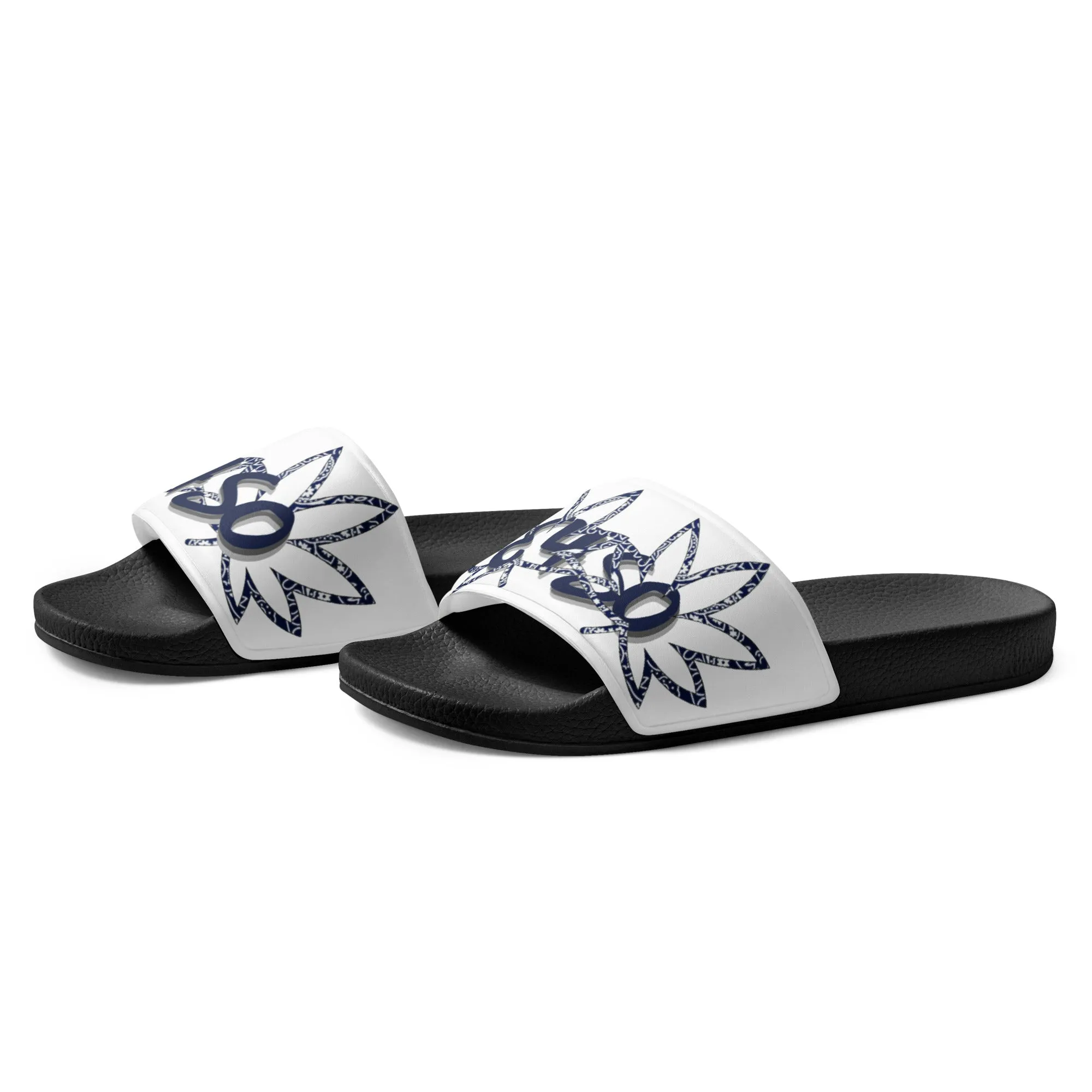 Navy Hollow Leaf Bandana slides