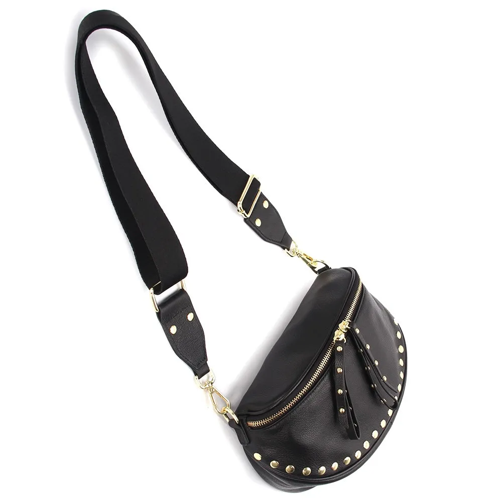 Obsessed Funk Handbag - Black with Gold Studs