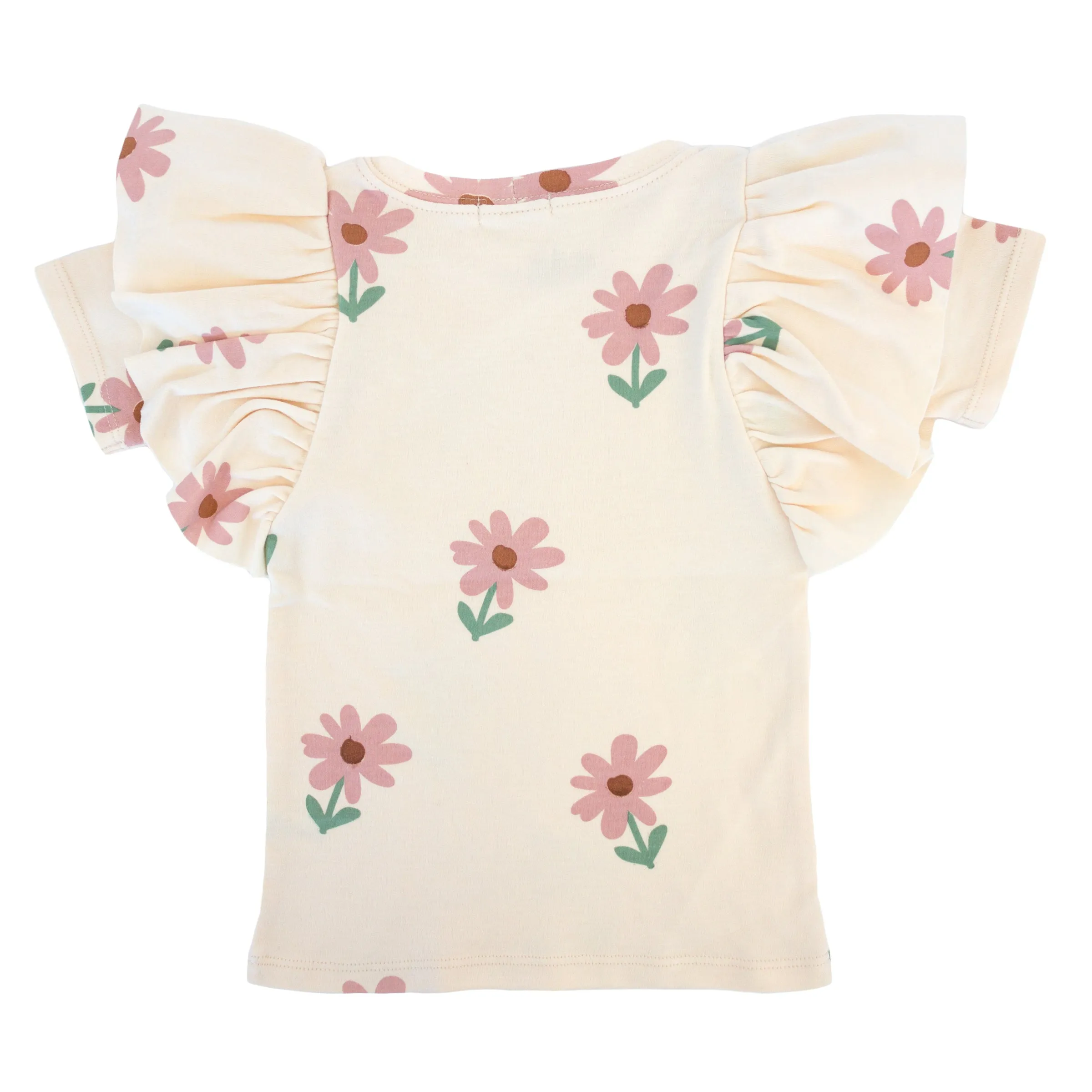 oh baby! Butterfly Short Sleeve Cotton Tee - Picking Daisies - Cashew