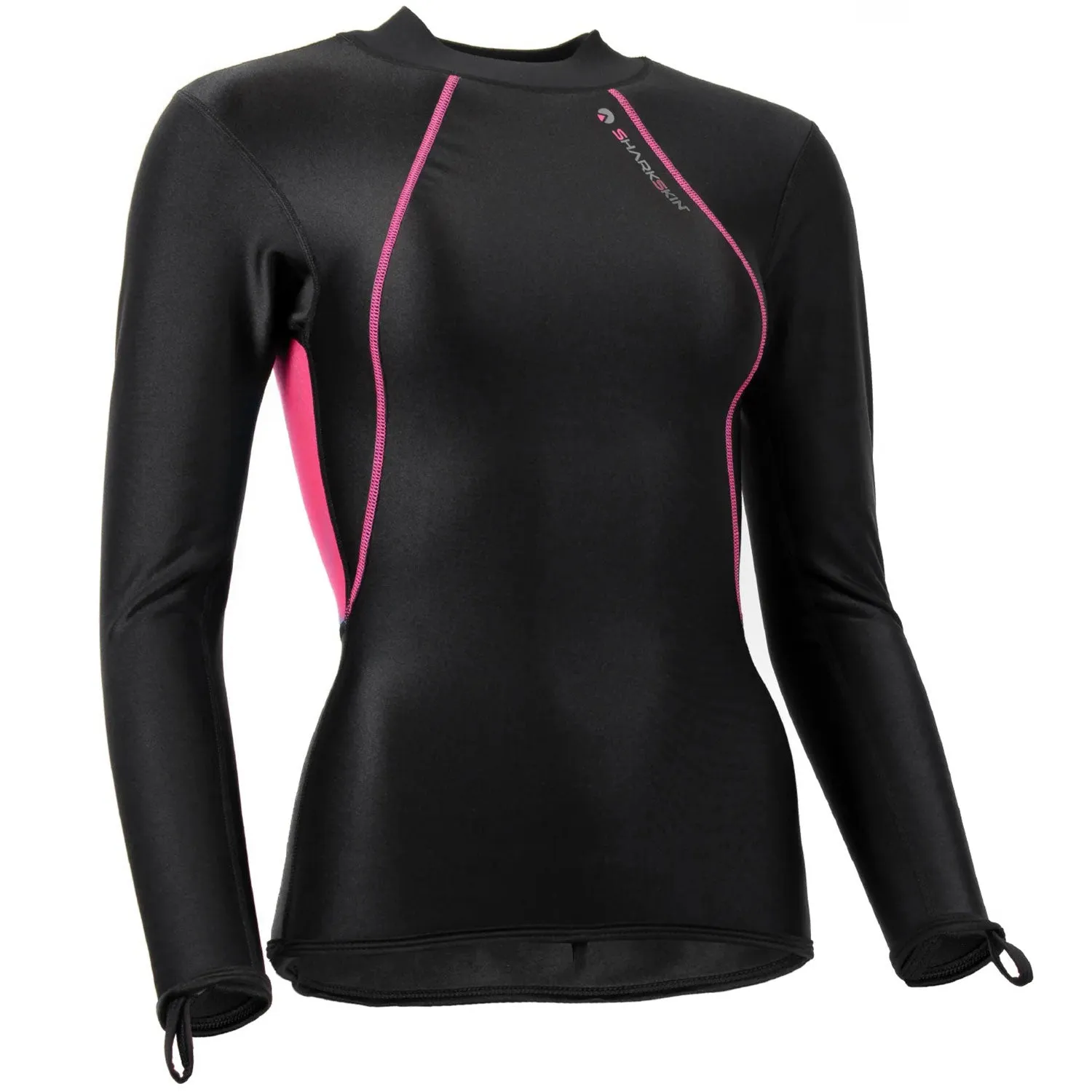 Open Box Sharkskin Womens Chillproof Long Sleeve Shirt BLK/PINK- AUS 08 - US02