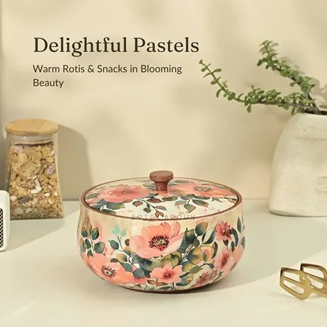 Pastel Flora - Handcrafted Roti Box | Made with Mango Wood