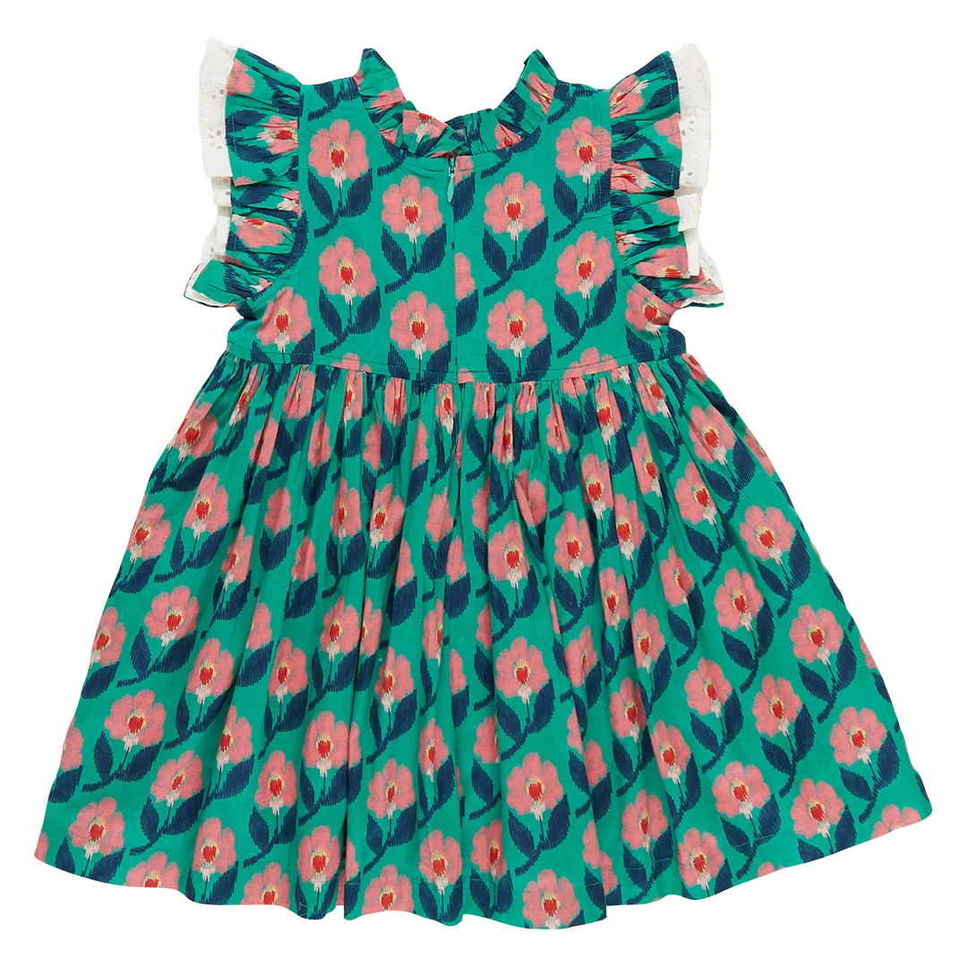 Pink Chicken Girls Leila Dress - Green Ikat Floral