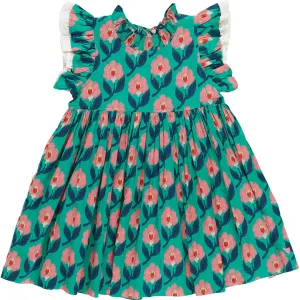 Pink Chicken Girls Leila Dress - Green Ikat Floral