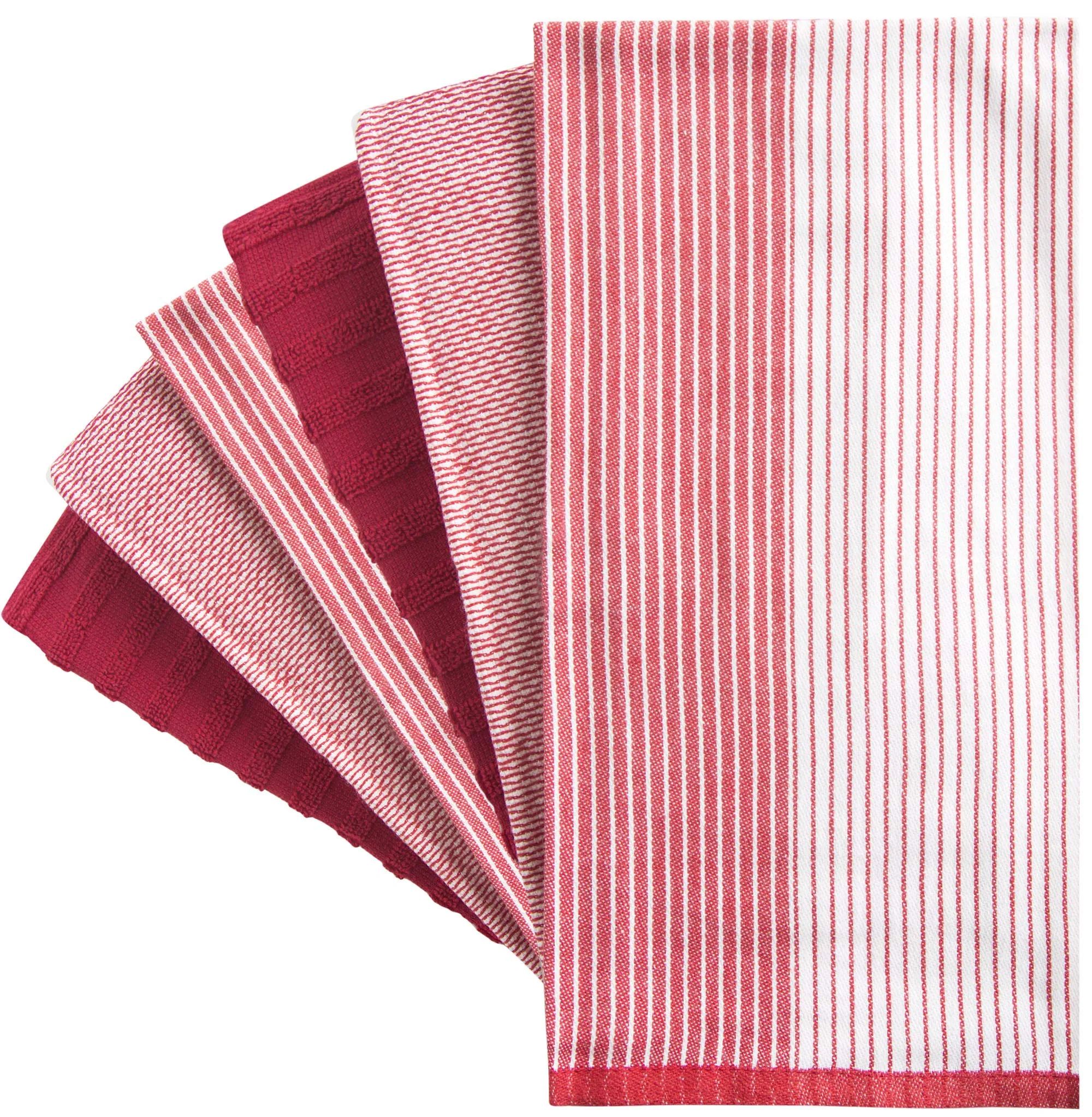 Premium Kitchen Towels (20”x 28”, 6 Pack) | Large Cotton Kitchen Hand Towels | Dish Towels | Flat & Terry Towel | Kitchen Towels | Highly Absorbent Tea Towels Set with Hanging Loop | Red