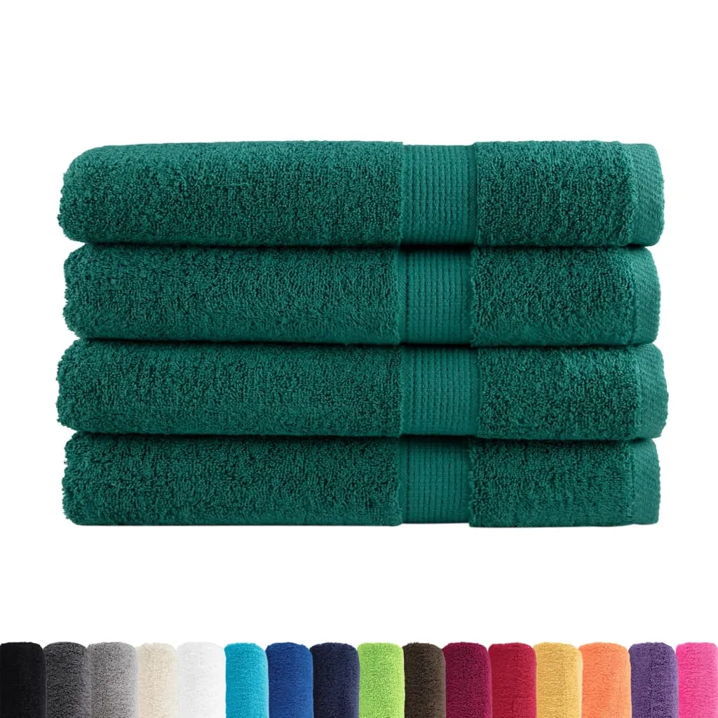 Premium Towels 4 pcs Green 100x200 cm 600 gsm 100% Cotton