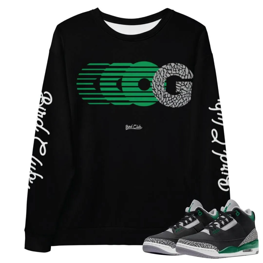 Retro 3 Pine Green Crewneck