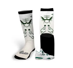 Retro 4 Oxidized Green Raging Face Socks