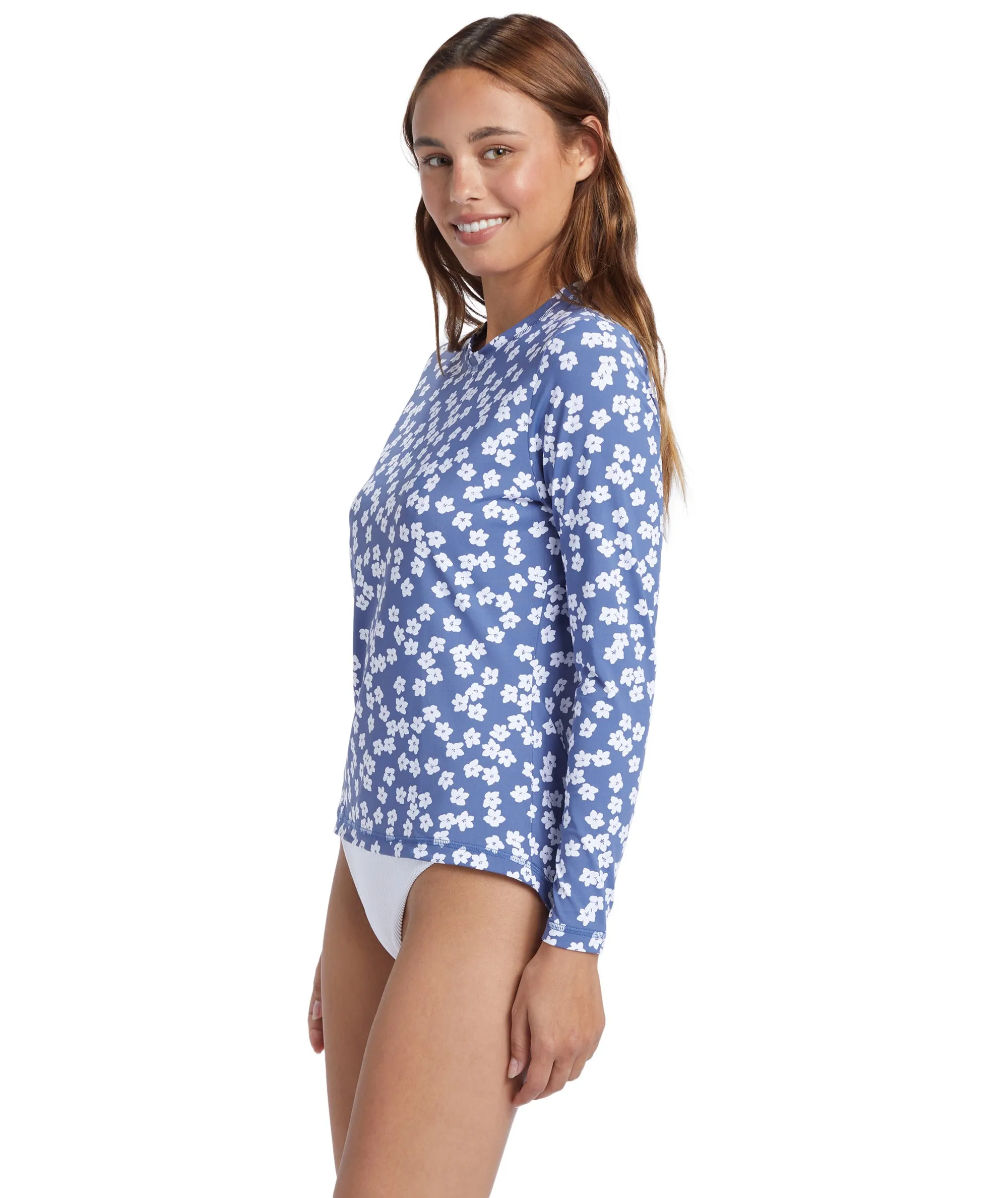 Roxy Sea Skippin PT L/S Rashguard-Bijou Blue Floral Delight