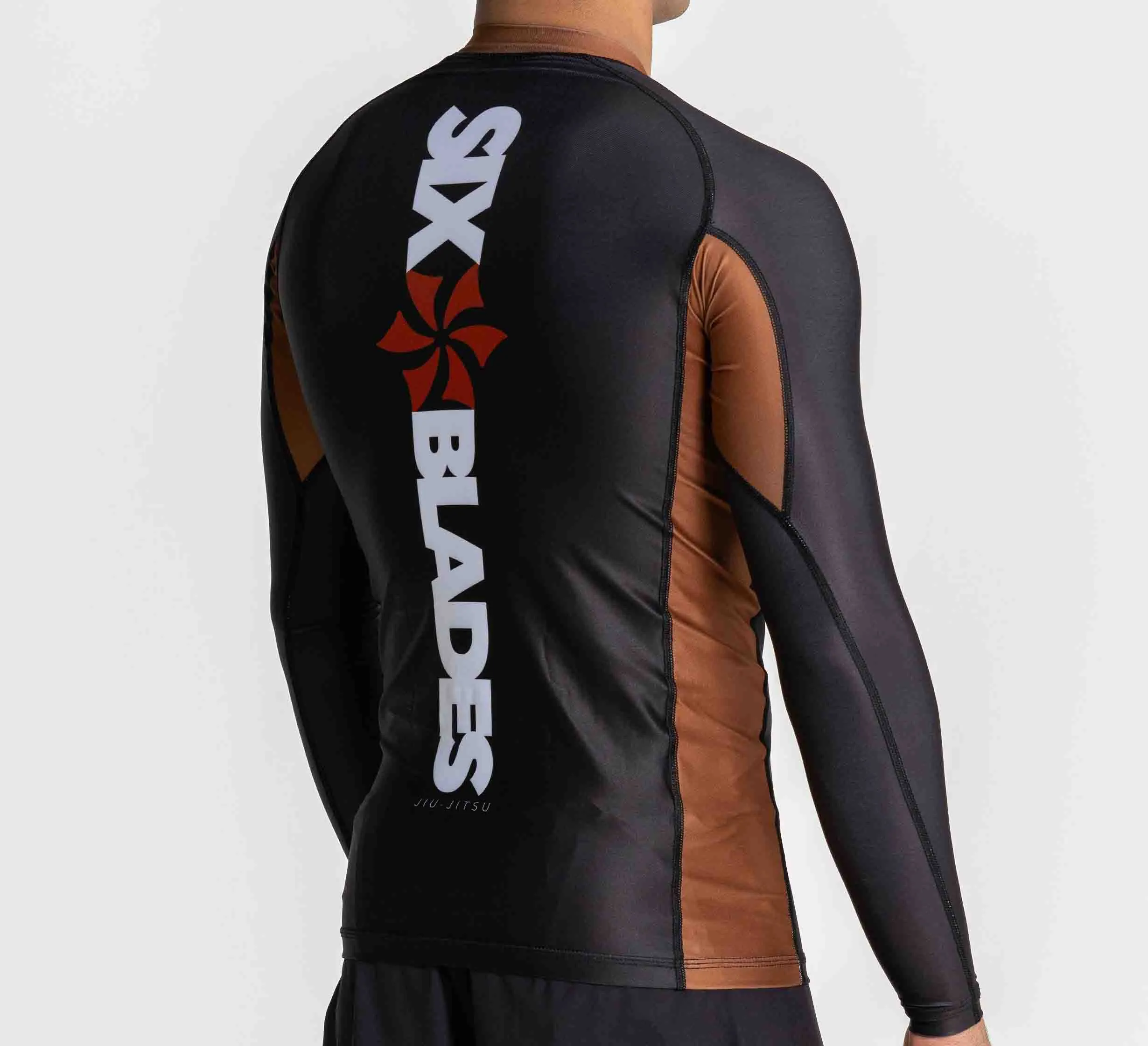 Six Blades Long Sleeve Rashguard Brown