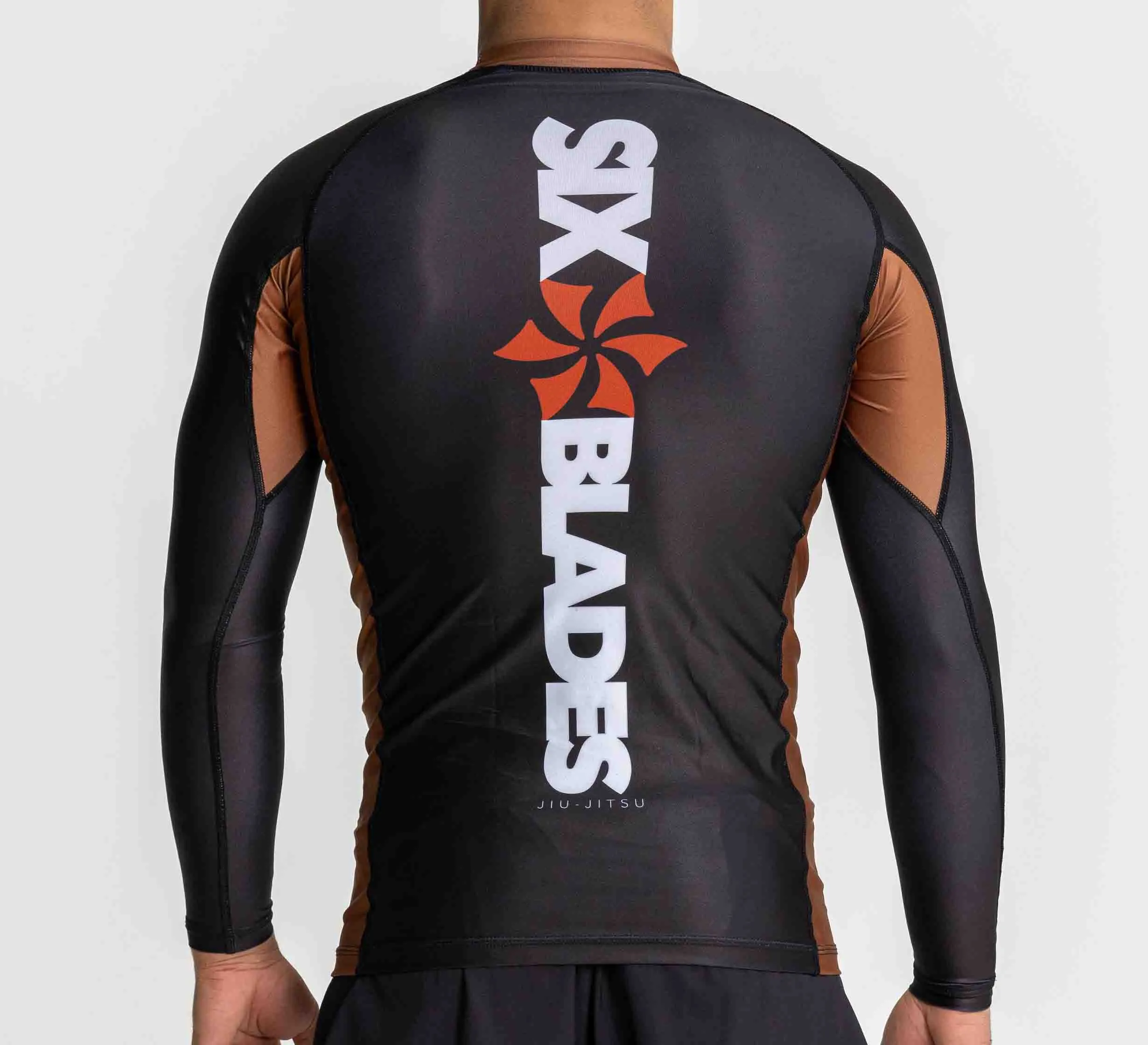 Six Blades Long Sleeve Rashguard Brown