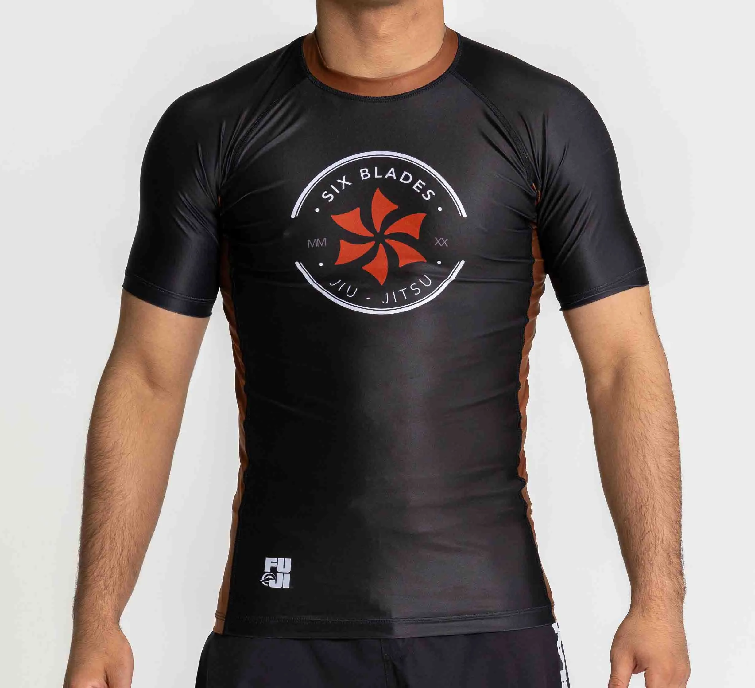 Six Blades Short Sleeve Rashguard Brown