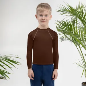 Street-Ready Shield: Long Sleeve Rash Guards for Kids Boys - Chocolate