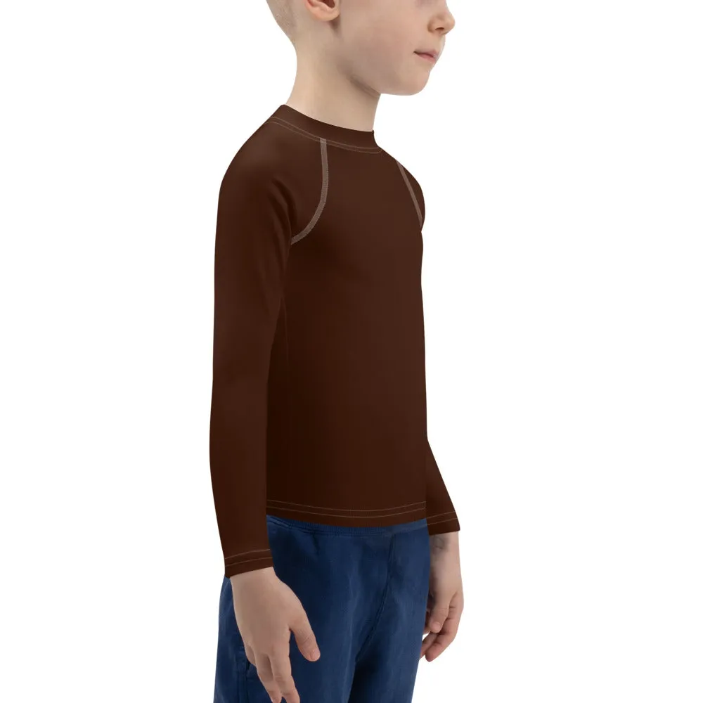 Street-Ready Shield: Long Sleeve Rash Guards for Kids Boys - Chocolate