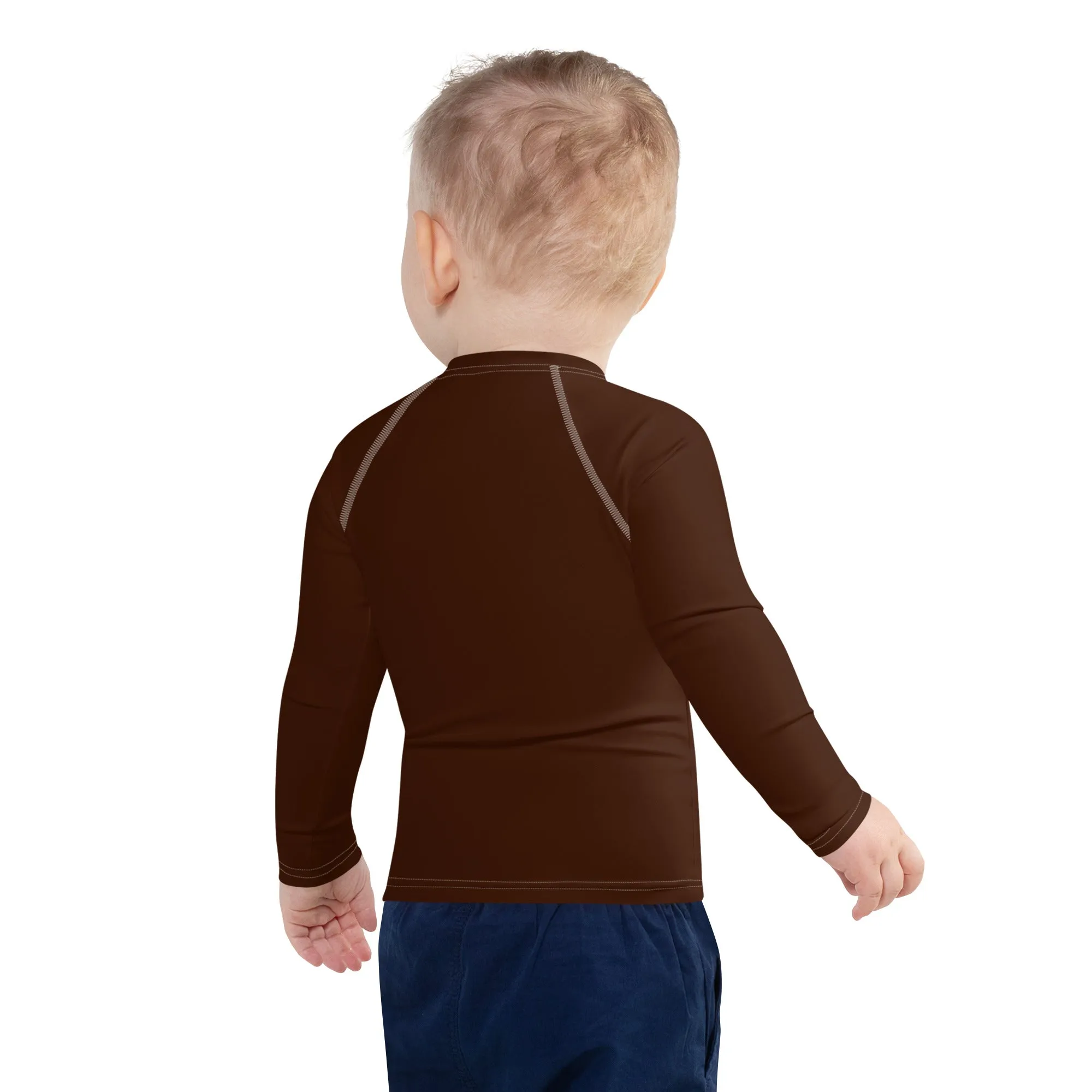 Street-Ready Shield: Long Sleeve Rash Guards for Kids Boys - Chocolate