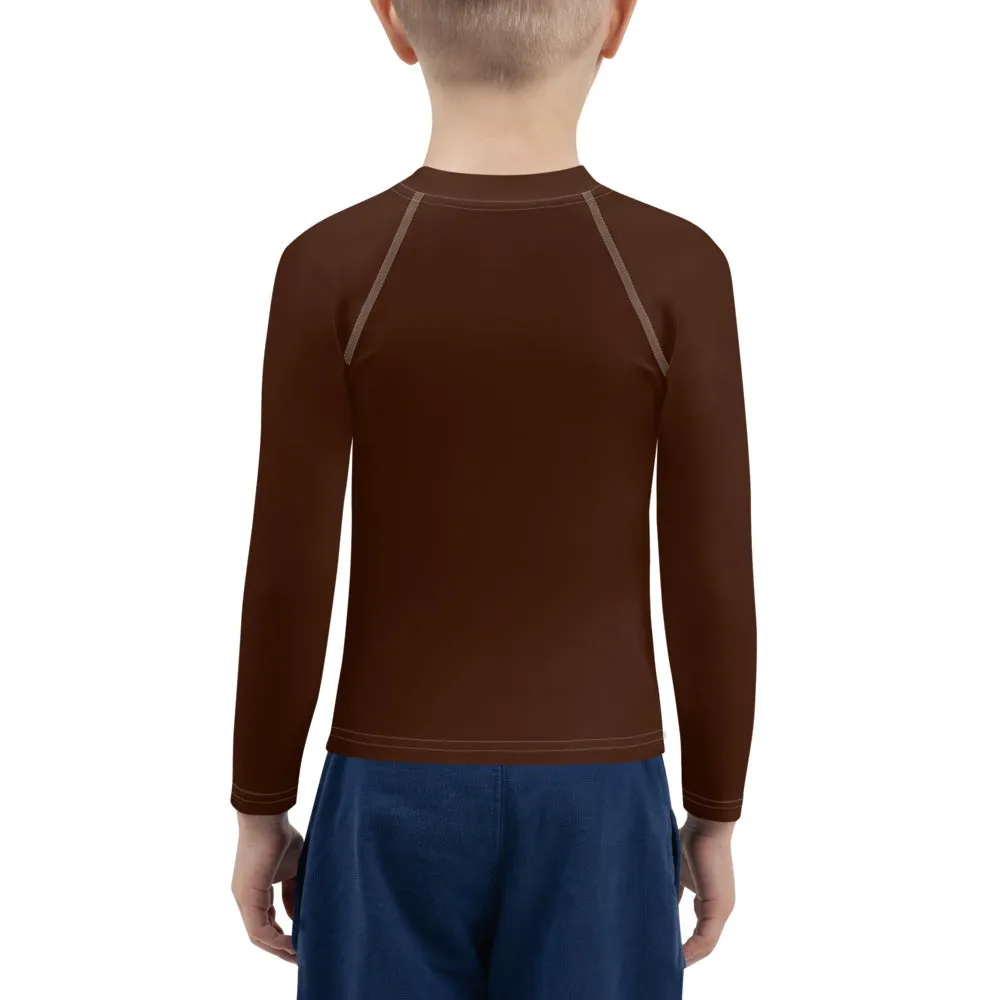 Street-Ready Shield: Long Sleeve Rash Guards for Kids Boys - Chocolate