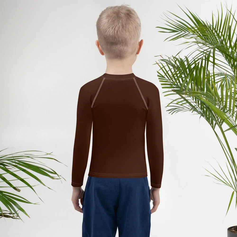 Street-Ready Shield: Long Sleeve Rash Guards for Kids Boys - Chocolate