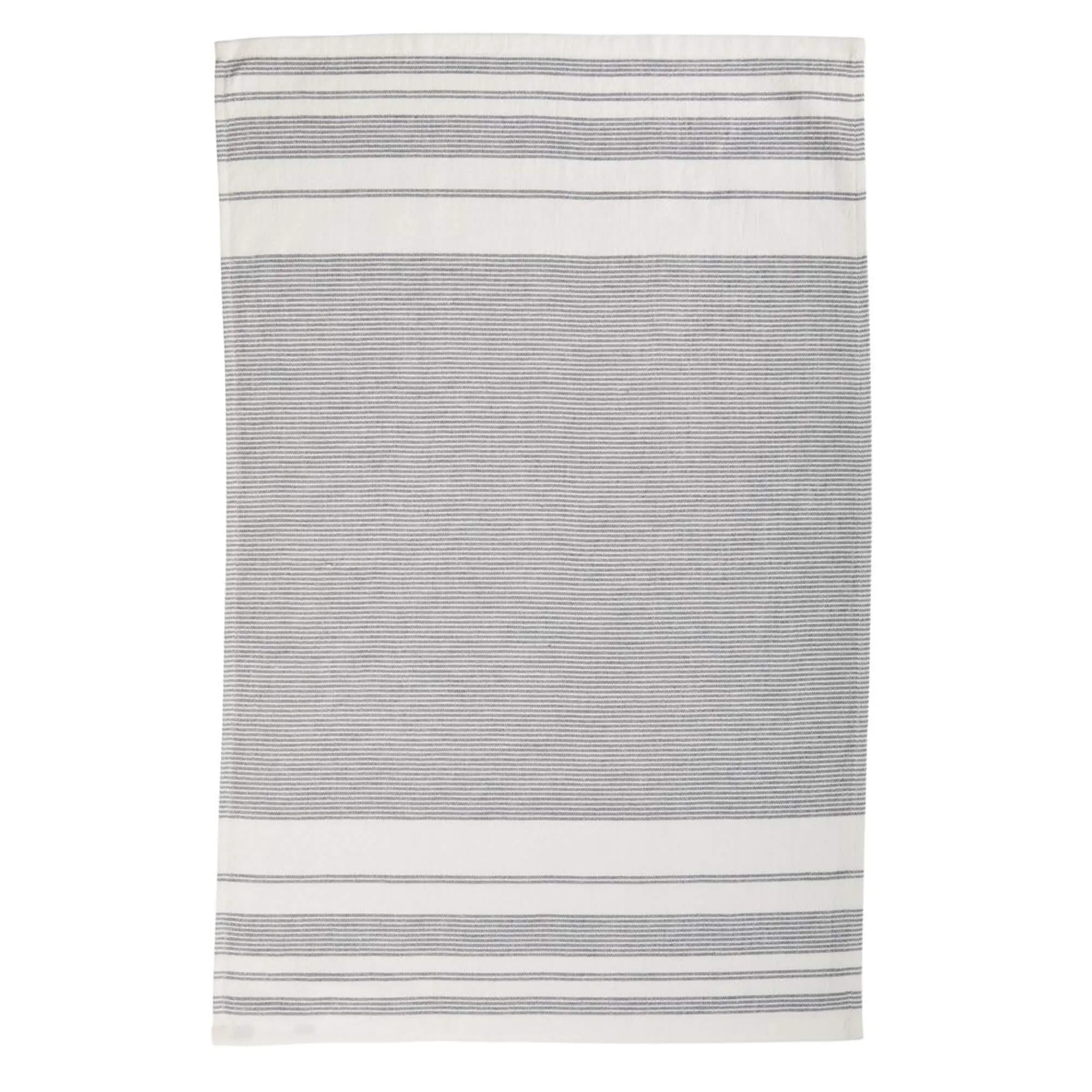 Striped Flatweave Cotton Terry Kitchen Towels, 2-Pack, Grey