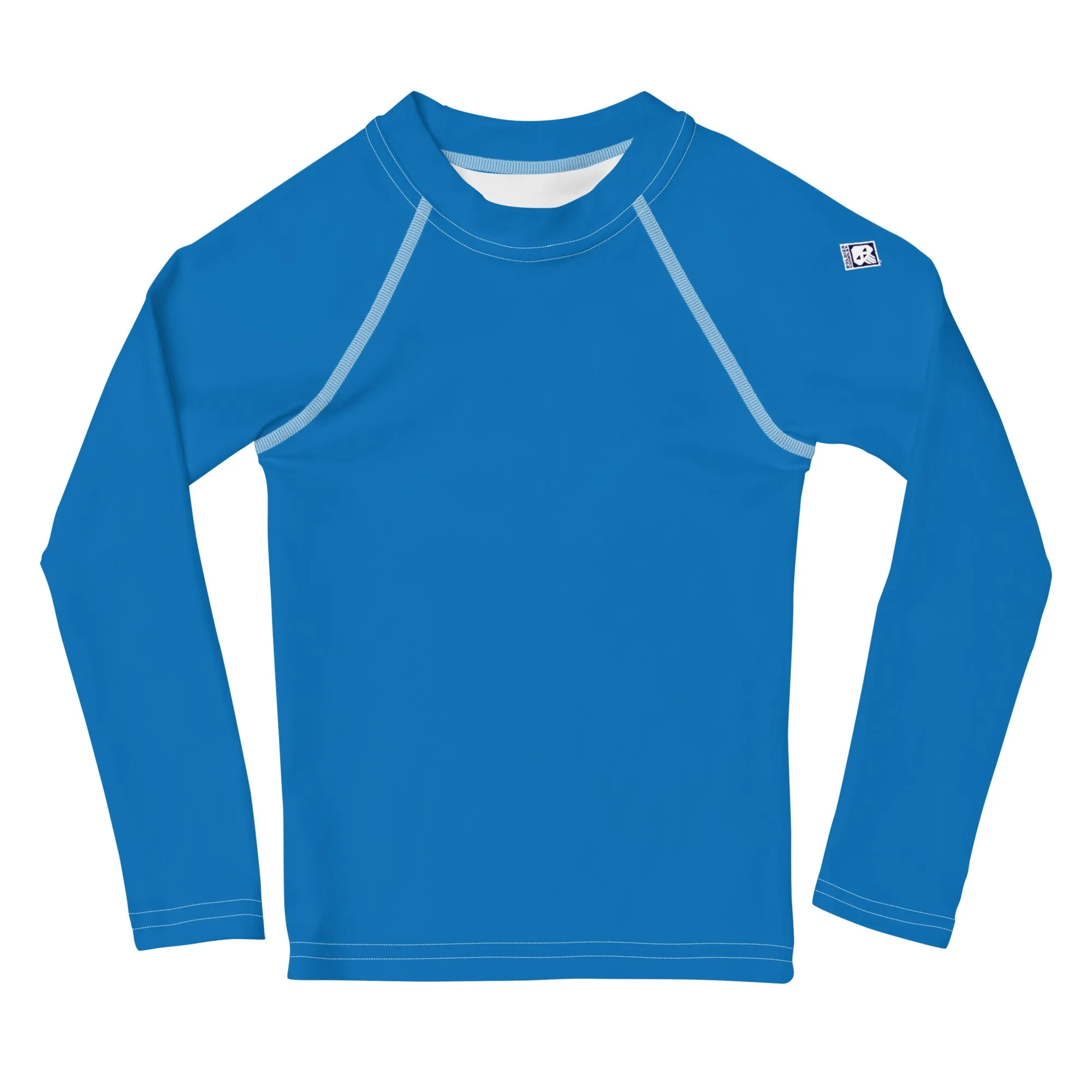 Sun-Ready Style: Kid's Long Sleeve Rash Guards in Solid Color - Azul