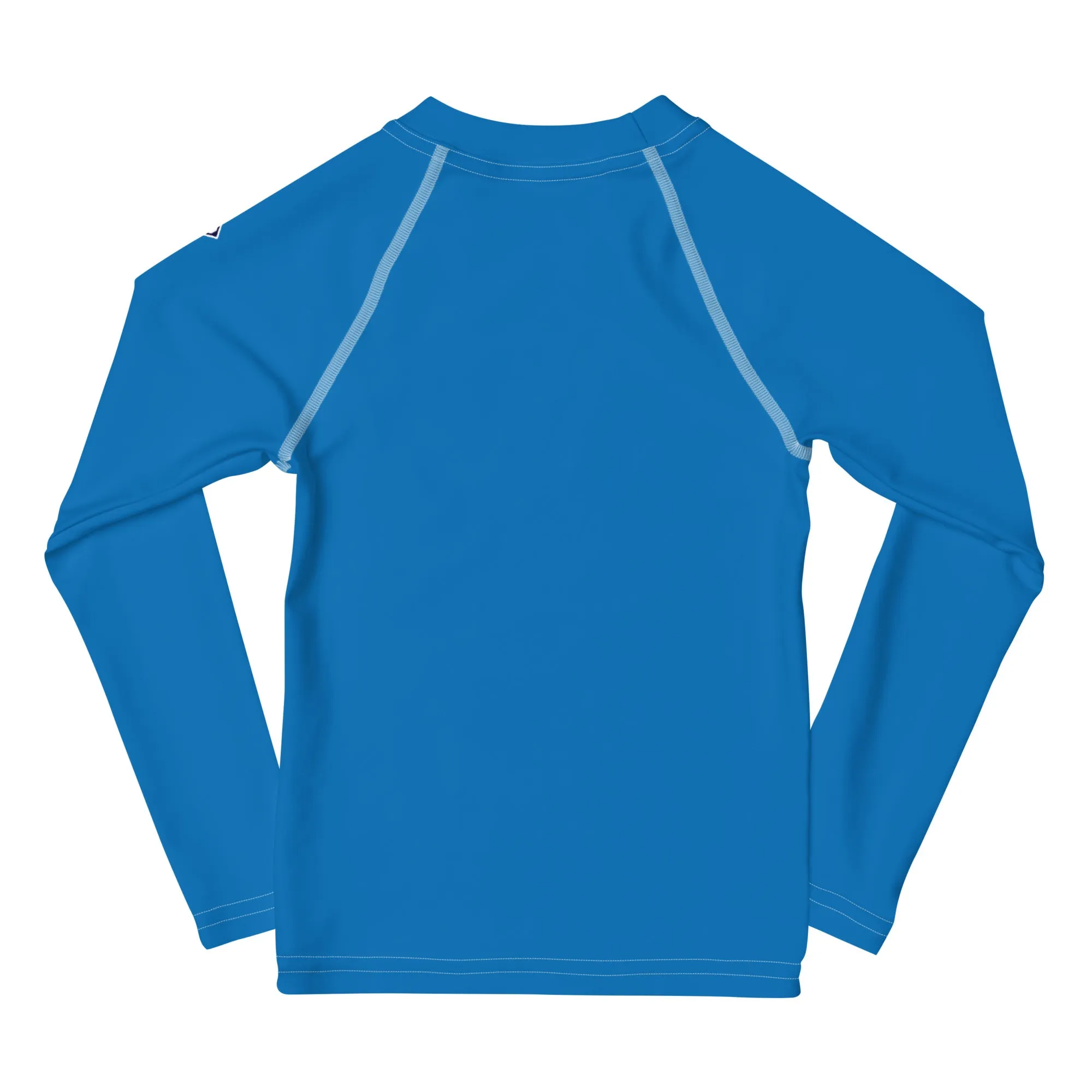 Sun-Ready Style: Kid's Long Sleeve Rash Guards in Solid Color - Azul