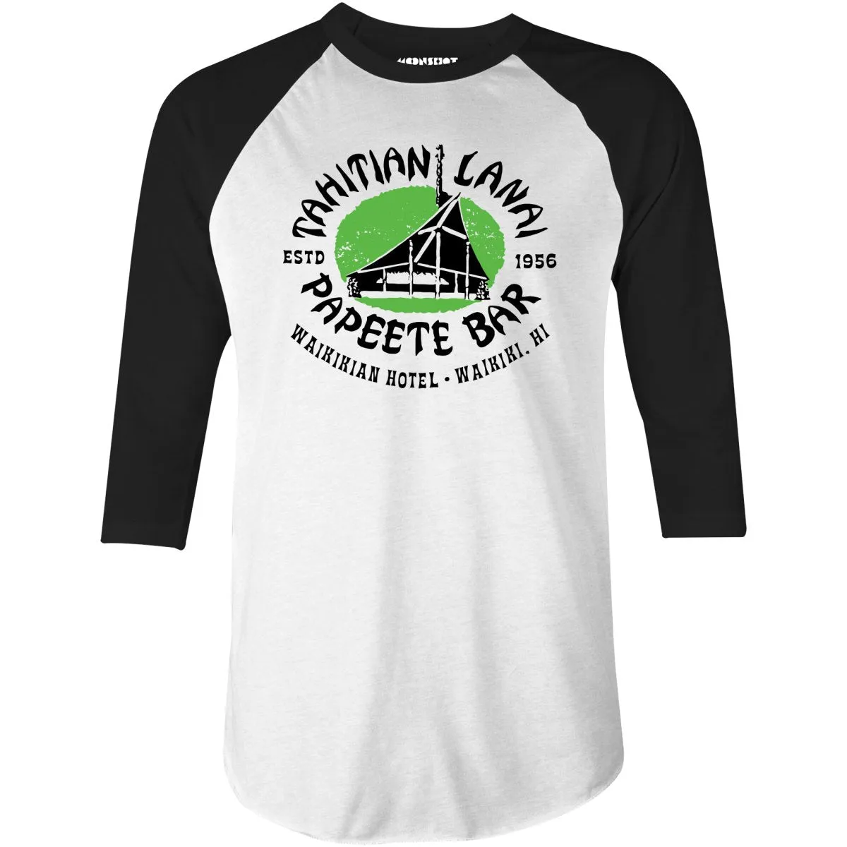 Tahitian Lanai Papeete Bar - Waikiki, HI - Vintage Tiki Bar - 3/4 Sleeve Raglan T-Shirt