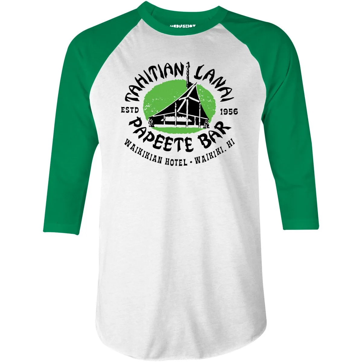 Tahitian Lanai Papeete Bar - Waikiki, HI - Vintage Tiki Bar - 3/4 Sleeve Raglan T-Shirt