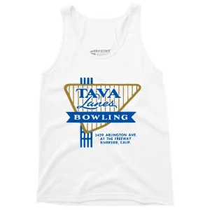 Tava Lanes - Riverside, CA - Vintage Bowling Alley - Unisex Tank Top