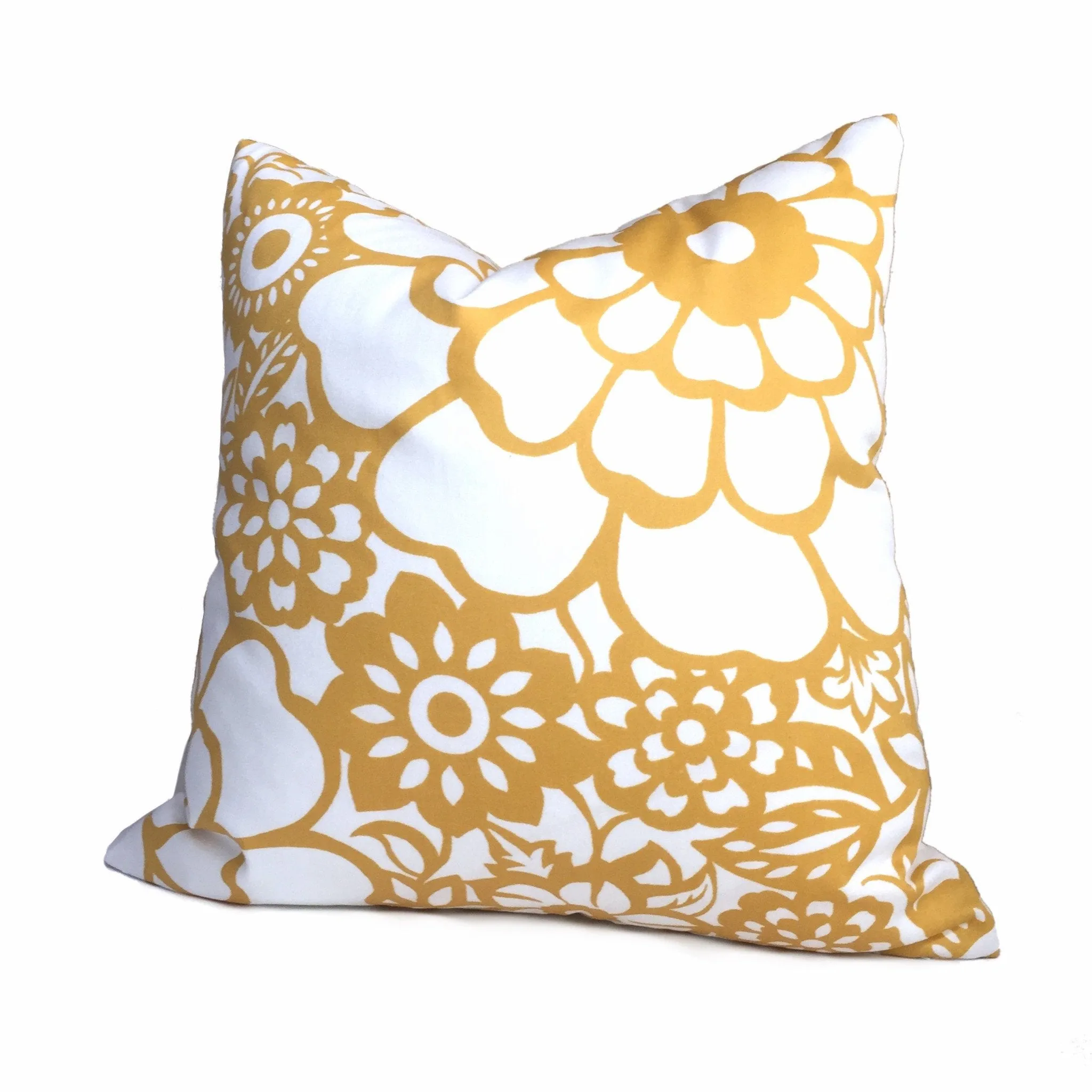 Thomas Paul Seedlings Fiesta Yellow White Floral Pillow Cover