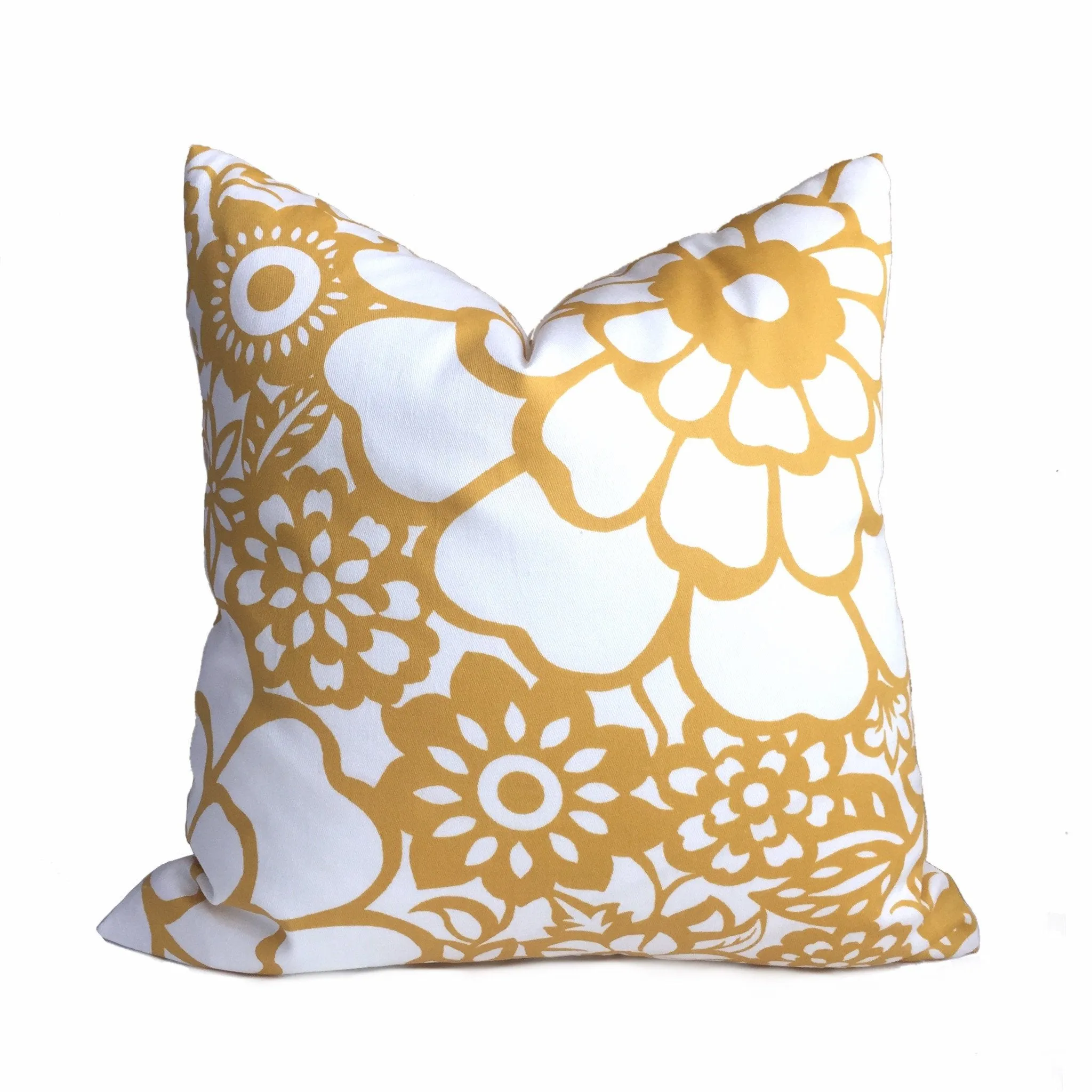 Thomas Paul Seedlings Fiesta Yellow White Floral Pillow Cover