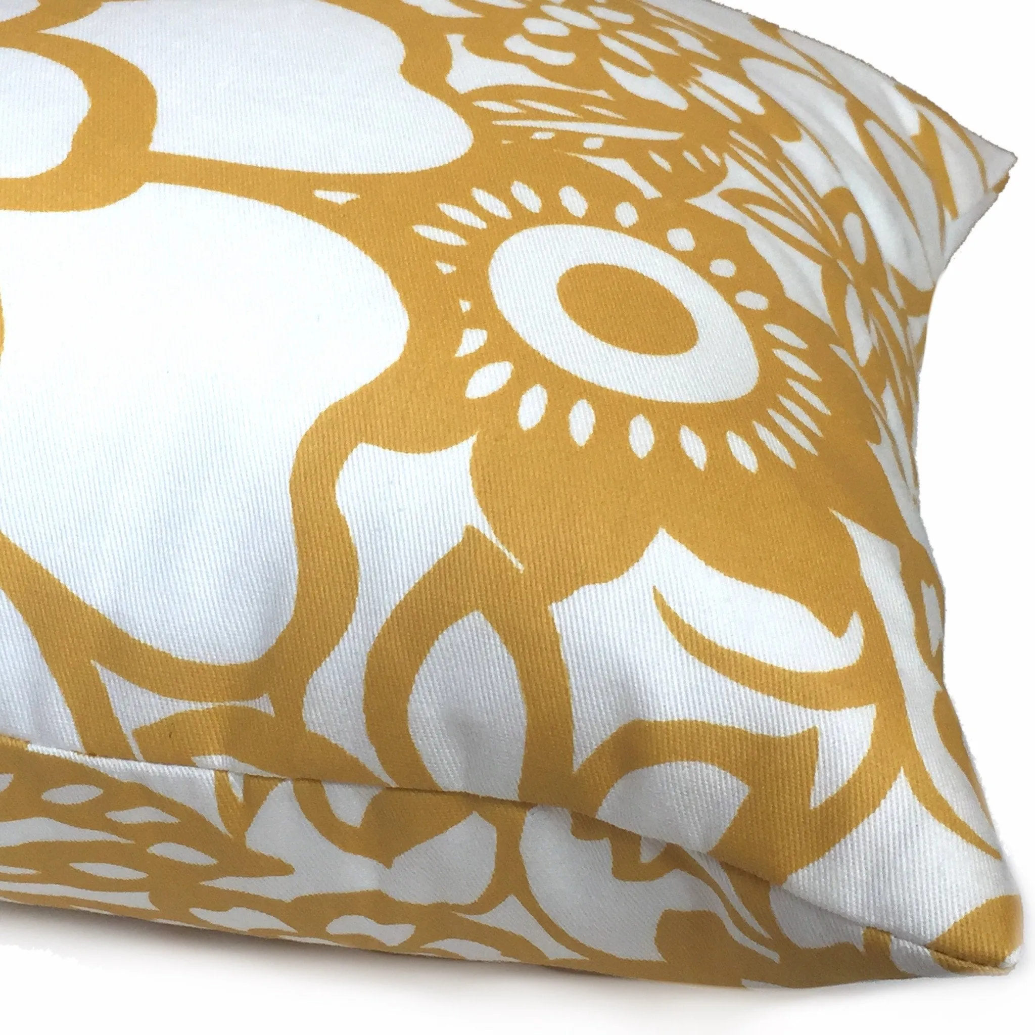 Thomas Paul Seedlings Fiesta Yellow White Floral Pillow Cover