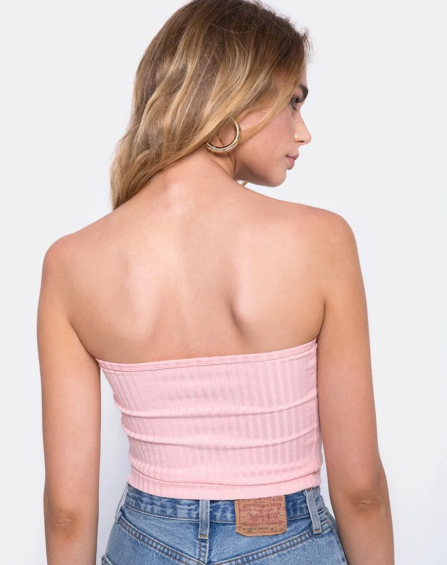 Tube Top in Ribbed Blush