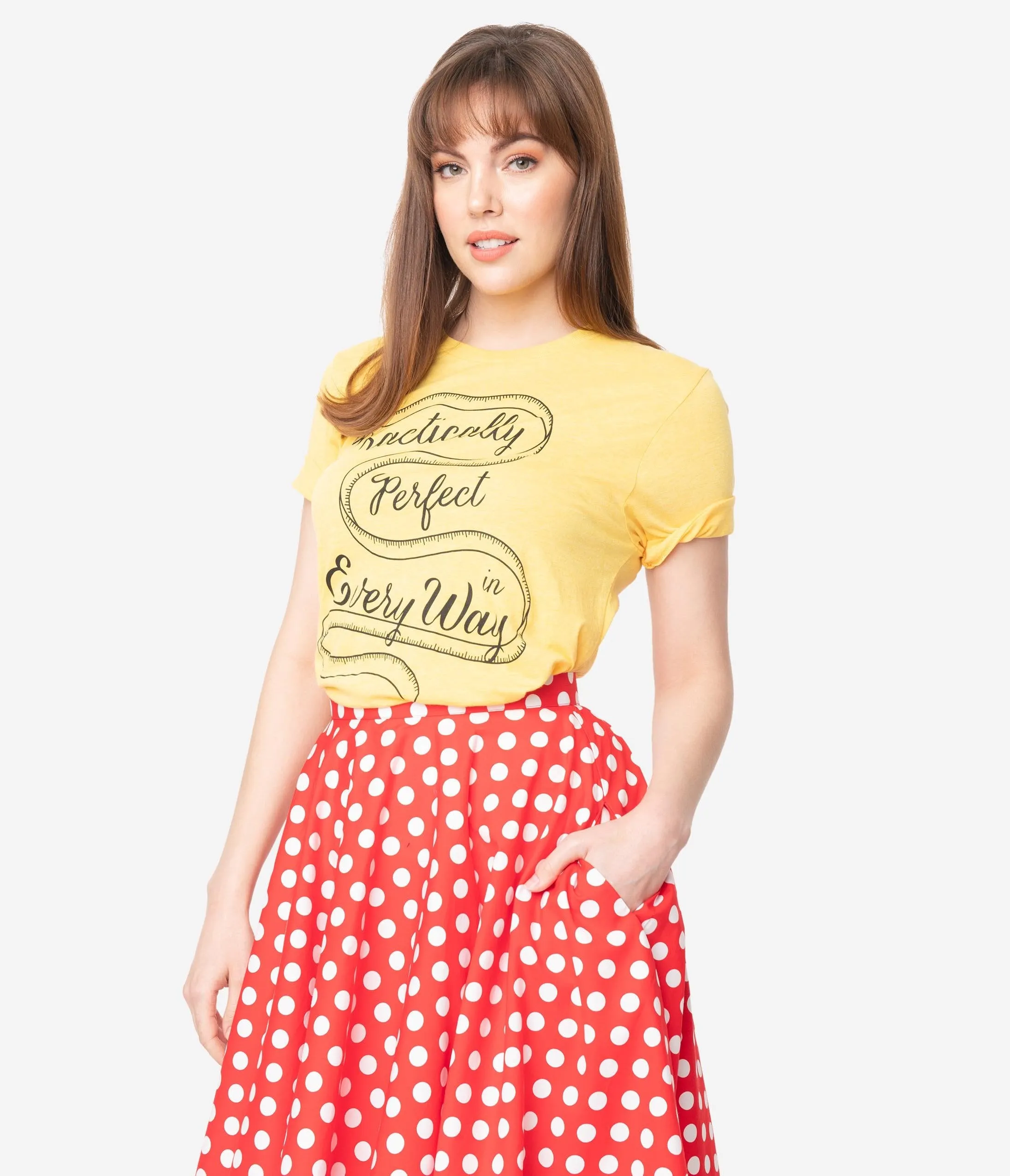 Unique Vintage Yellow Practically Perfect Short Sleeve Unisex Tee