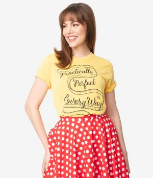 Unique Vintage Yellow Practically Perfect Short Sleeve Unisex Tee