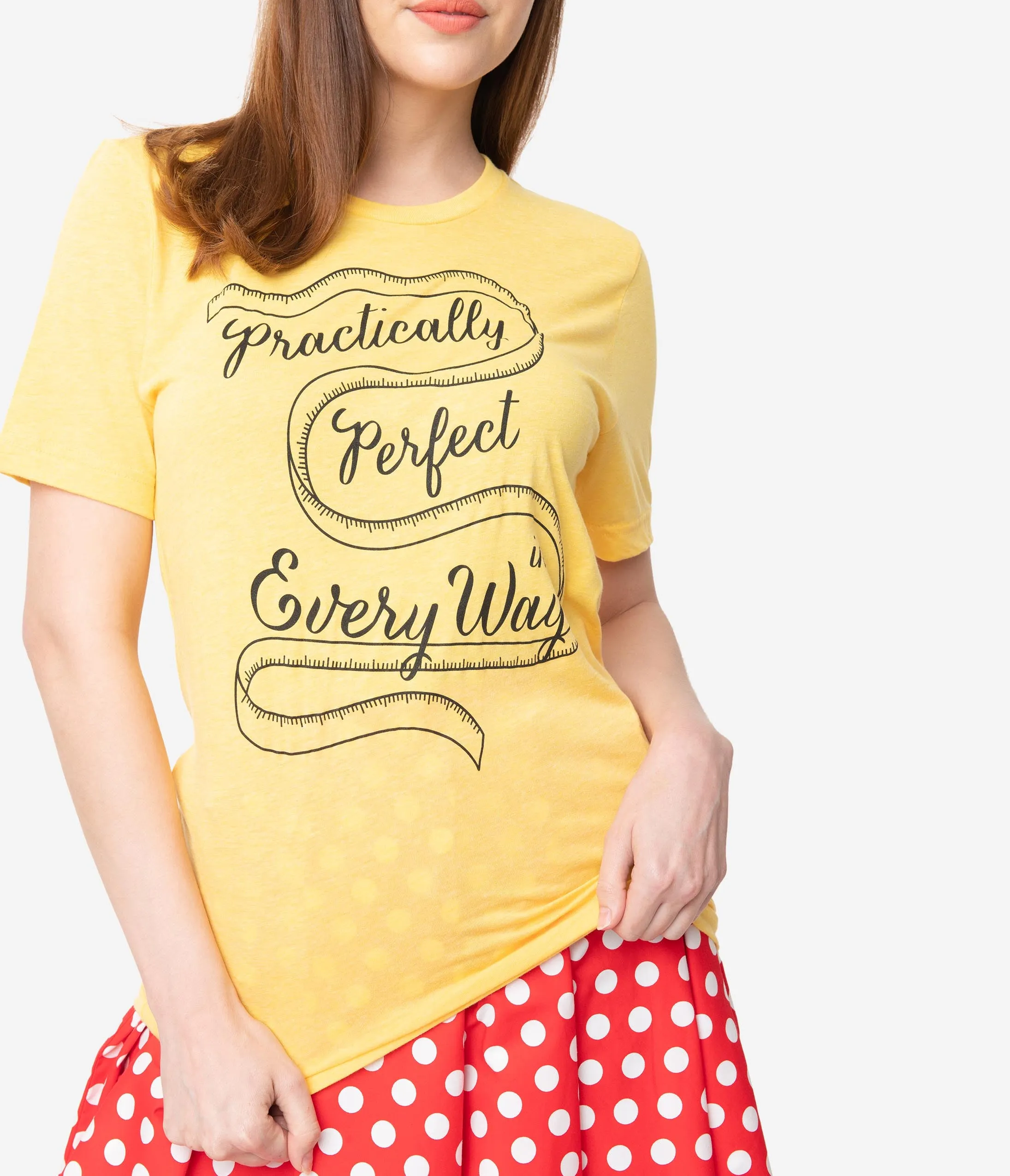 Unique Vintage Yellow Practically Perfect Short Sleeve Unisex Tee