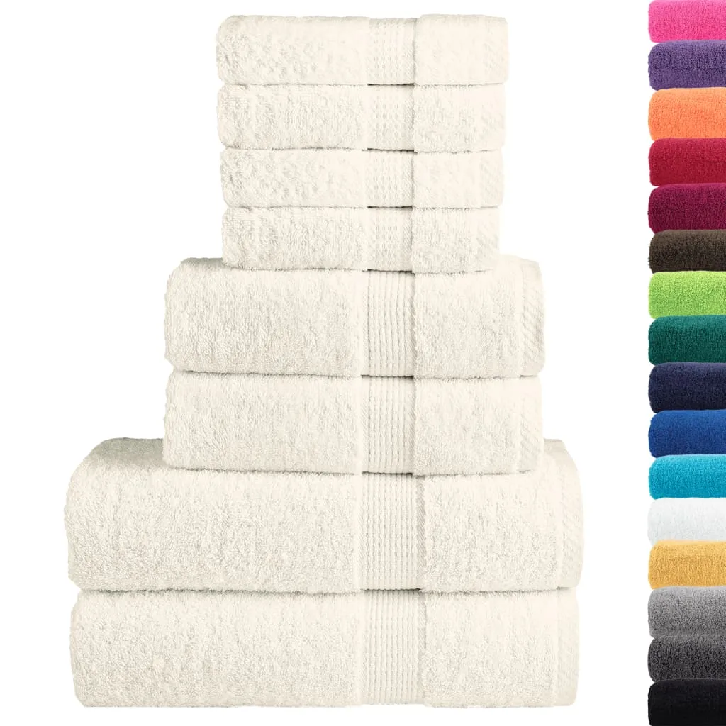 vidaXL 8 Piece Premium Towel Set SOLUND - Cream, 100% Cotton, 600 GSM, Soft & Durable, OEKO-TEX Certified