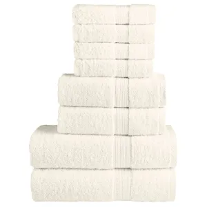 vidaXL 8 Piece Premium Towel Set SOLUND - Cream, 100% Cotton, 600 GSM, Soft & Durable, OEKO-TEX Certified