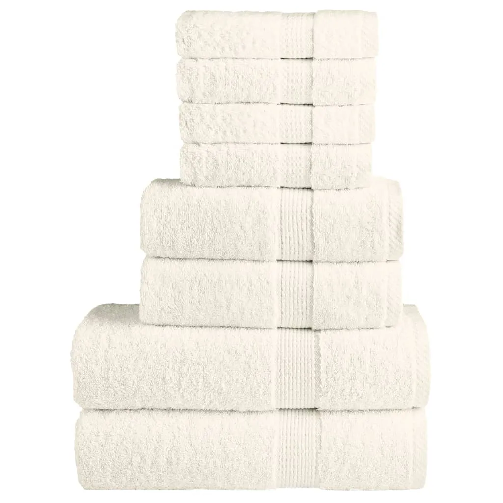 vidaXL 8 Piece Premium Towel Set SOLUND - Cream, 100% Cotton, 600 GSM, Soft & Durable, OEKO-TEX Certified