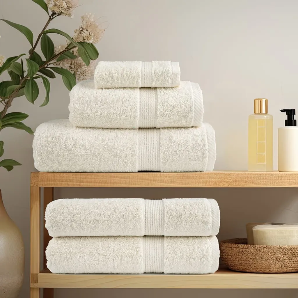 vidaXL 8 Piece Premium Towel Set SOLUND - Cream, 100% Cotton, 600 GSM, Soft & Durable, OEKO-TEX Certified