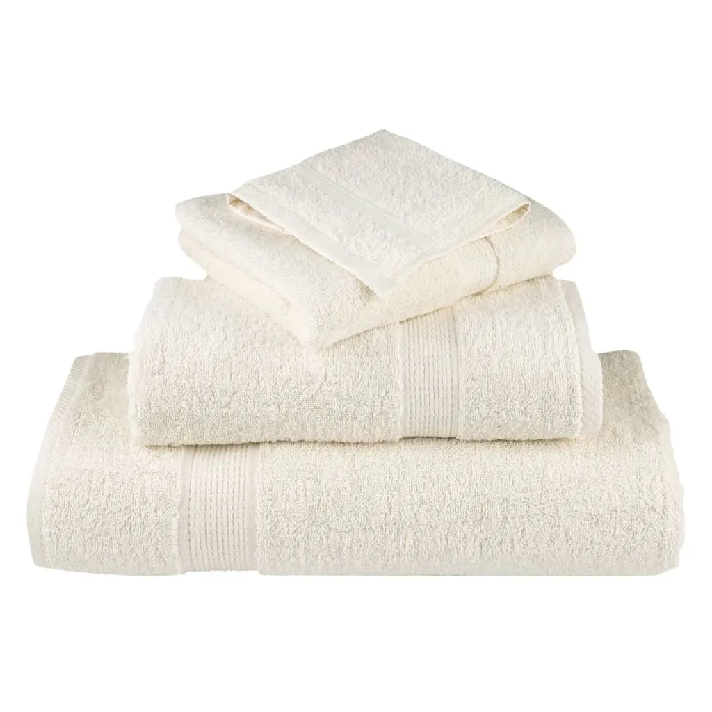 vidaXL 8 Piece Premium Towel Set SOLUND - Cream, 100% Cotton, 600 GSM, Soft & Durable, OEKO-TEX Certified