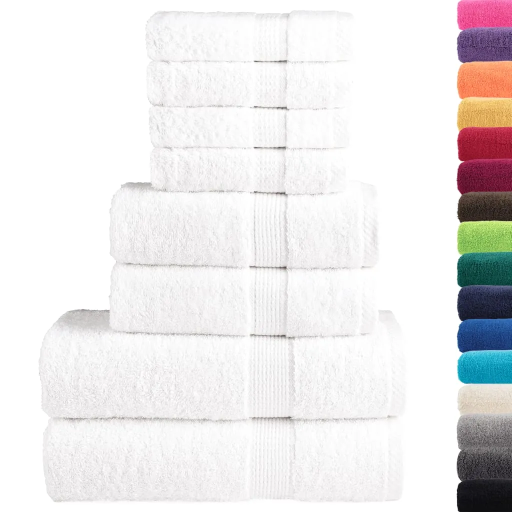 vidaXL 8 Piece Premium Towel Set SOLUND White 600 gsm - Ultra Soft, Highly Absorbent, Durable Towels for Home & Spa Use