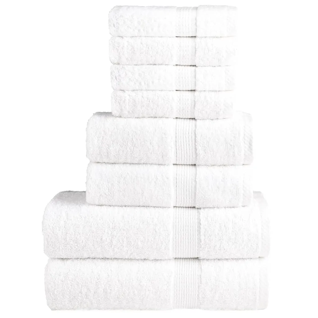 vidaXL 8 Piece Premium Towel Set SOLUND White 600 gsm - Ultra Soft, Highly Absorbent, Durable Towels for Home & Spa Use