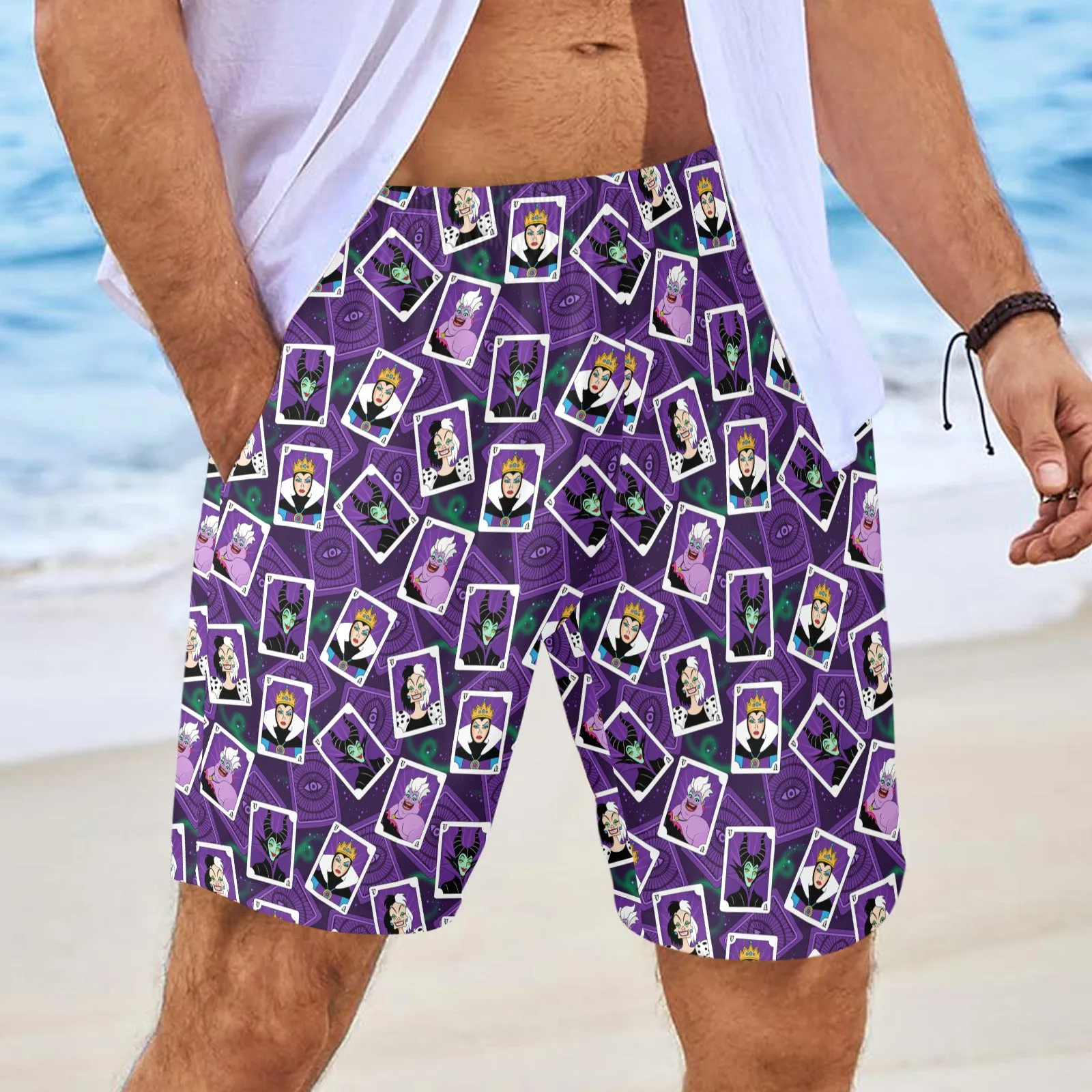 Villain Cards Men's Swim Trunks Swimsuit