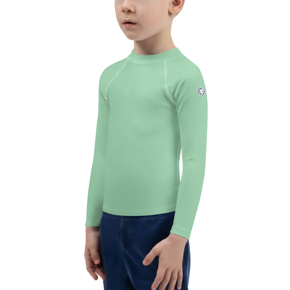 Wave Rider Essential: Solid Color Rash Guards for Young Boys - Vista Blue