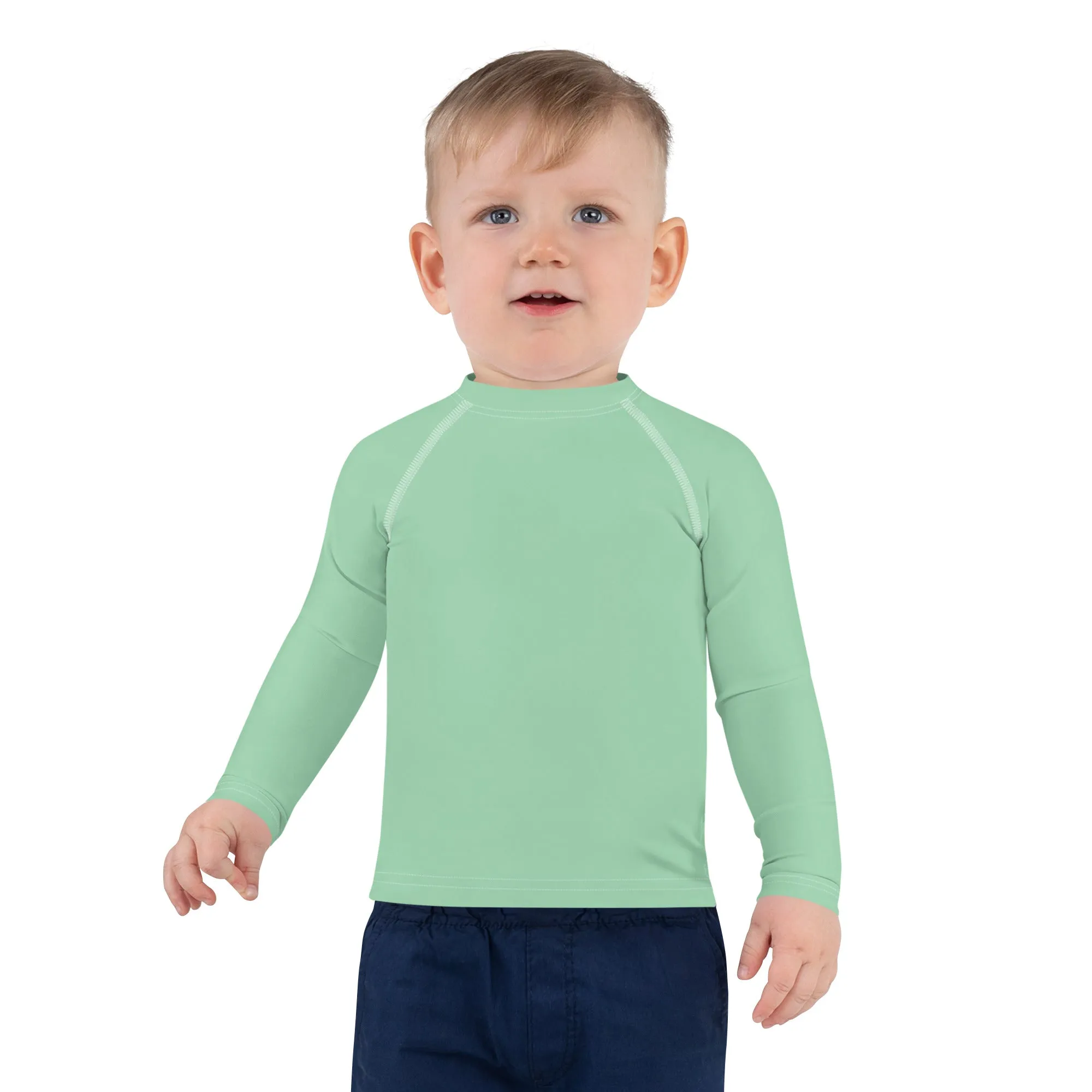 Wave Rider Essential: Solid Color Rash Guards for Young Boys - Vista Blue